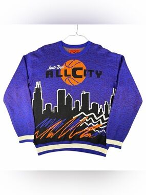 Just Don All City By Don C Basketball Skyline Graphic Sweater Purple Mens M